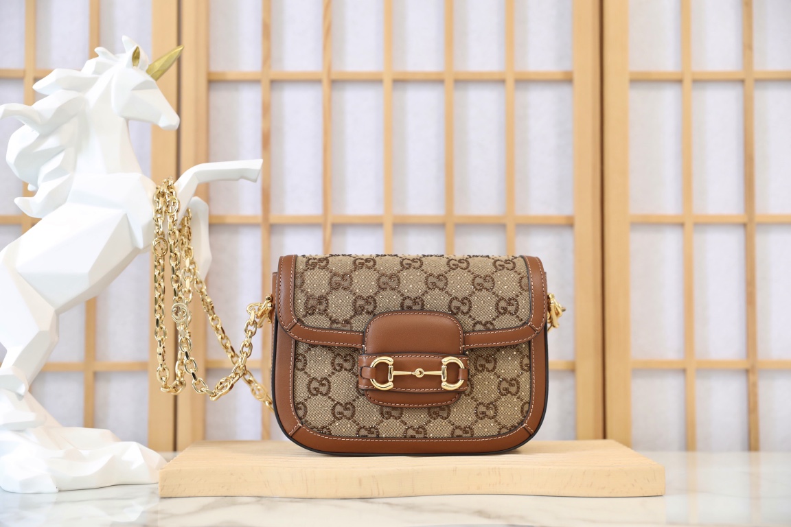 GUCCI 홀스빗 1955 크리스털 스몰 숄더백 (675801)
