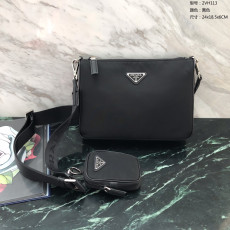 PRADA 리나일론 및 사피아노 가죽 숄더백