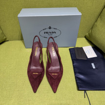 PRADA 스웨이드 슬링백 펌프스