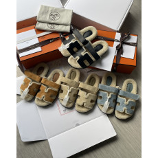 HERMES 퍼 슬리퍼